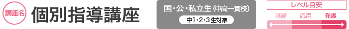 個別指導講座は中高一貫校（国公私立生）の中1～3生までが対象です。