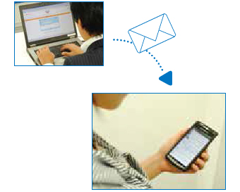 災害時に教室からメールでご連絡するイメージ