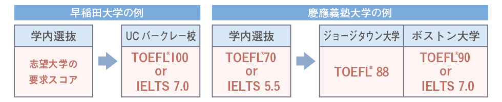 早稲田大学の例、慶應義塾大学の例