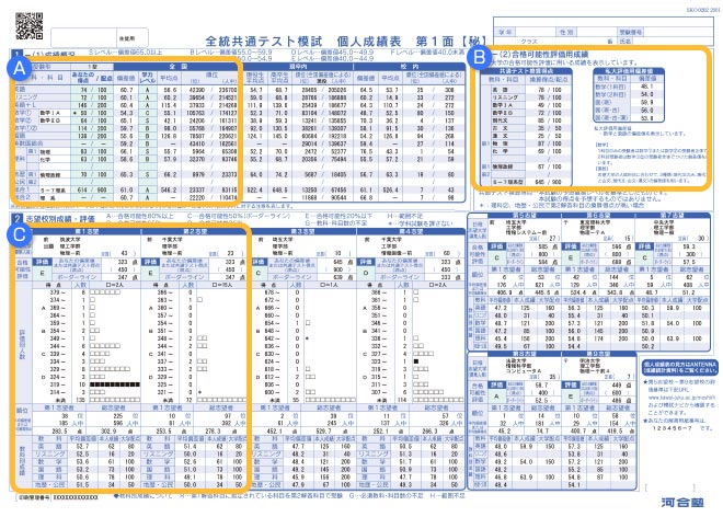 個人成績表（紙面）例