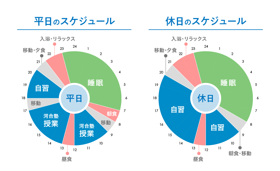 浪人時の1日のスケジュール円グラフ
