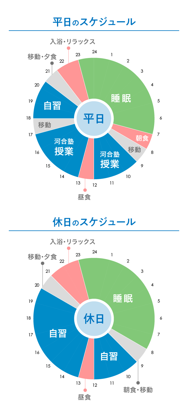 浪人時の1日のスケジュール円グラフ