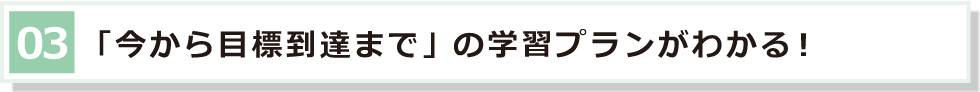 「今から目標到達まで」の学習プランがわかる！