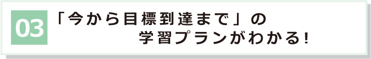「今から目標到達まで」の学習プランがわかる！