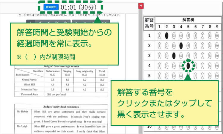 受験する画面のイメージ図