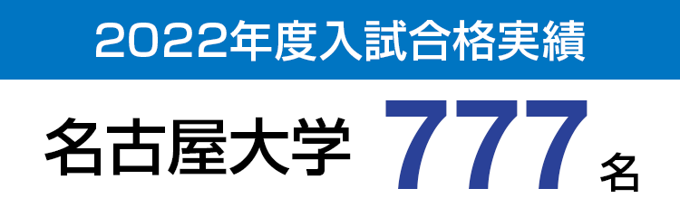2022年度入試合格実績：名古屋大学777名
