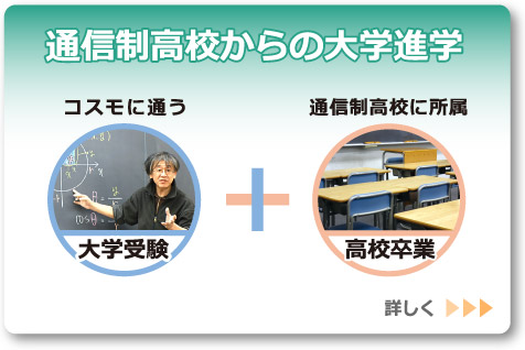 「通信制高校からの大学進学」へのリンクボタン：通信制高校にコスモの学習をプラスするメリットを紹介