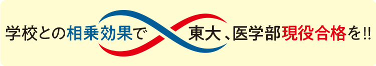学校との相乗効果で東大、医学部現役合格を！！