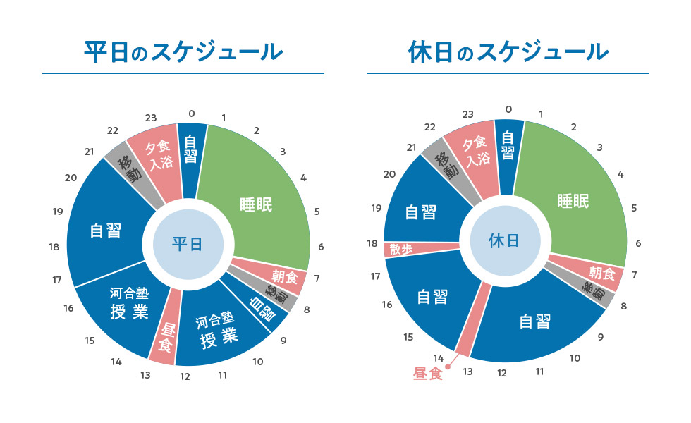 浪人時の1日のスケジュール円グラフ