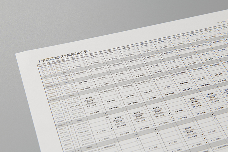 定期試験対策日程表