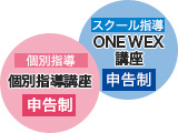 個別指導（個別指導講座）申告制／スクール指導（ONE WEX講座）申告制
