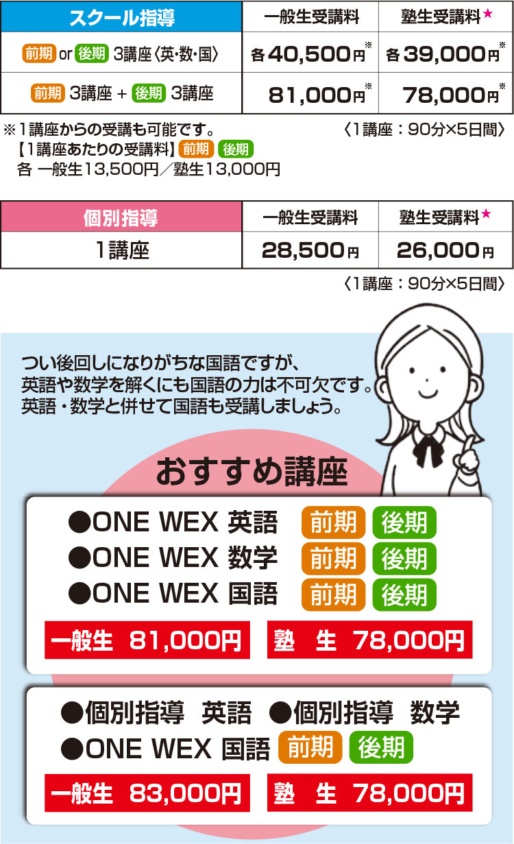 受講料ご案内