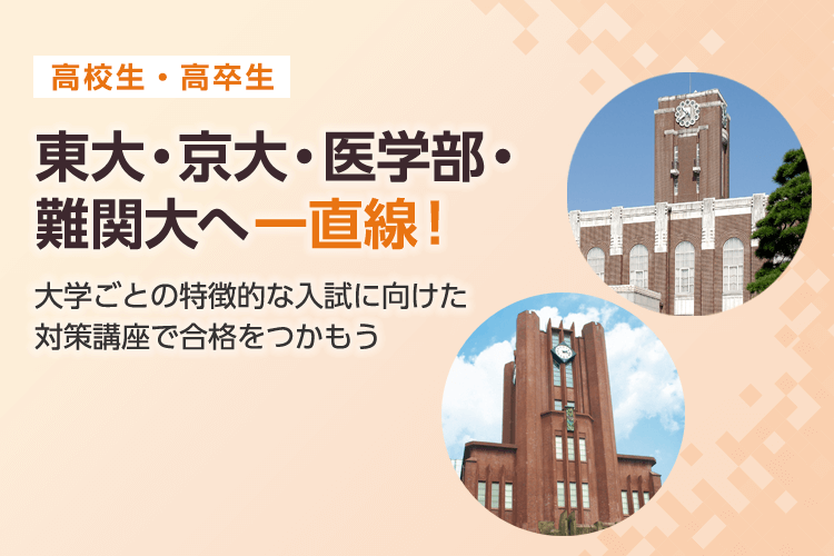 （高校生・高卒生）東大・京大・医学部・難関大へ一直線！大学ごとの特徴的な入試に向けた対策講座で合格をつかもう