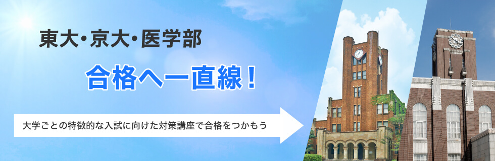 東大・京大・医学部 合格へ一直線！大学ごとの特徴的な入試に向けた対策講座で合格をつかもう