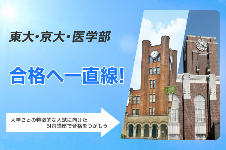 東大・京大・医学部 合格へ一直線！大学ごとの特徴的な入試に向けた対策講座で合格をつかもう