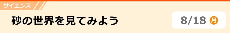 サイエンス　砂の世界を見てみよう　8/18 (月)