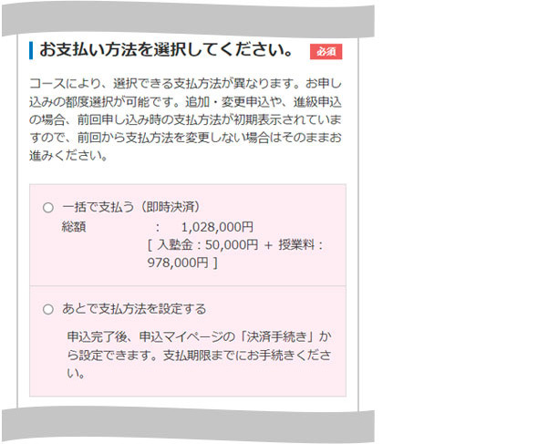 お支払い方法を選択してください。