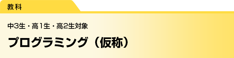 プログラミング（仮称）　中3生・高1生・高2生対象