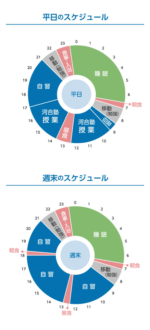 浪人時の1日のスケジュール円グラフ