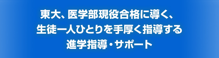 東大、医学部現役合格に導く、生徒一人ひとりを手厚く指導する進学指導・サポート