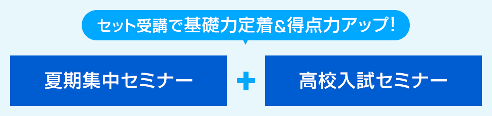セット受講で基礎力定着&得点力アップ！　夏期集中セミナー＋高校入試セミナー