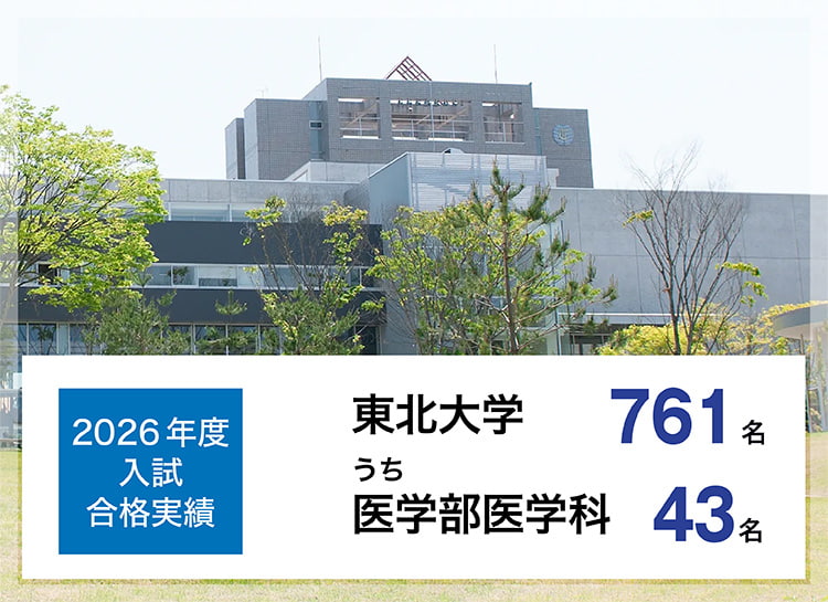 2026年度入試　合格実績　東北大学761名うち医学部医学科43名