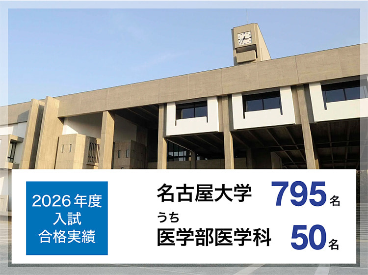 2026年度入試　合格実績　名古屋大学795名うち医学部医学科50名