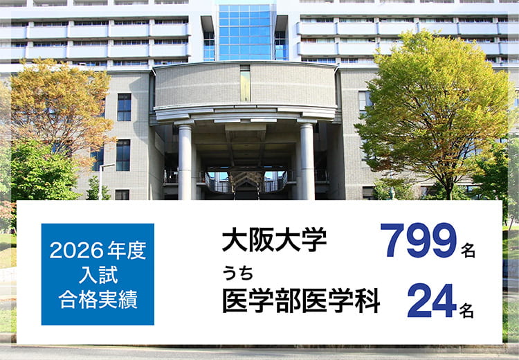 2026年度入試　合格実績　大阪大学799名うち医学部医学科24名