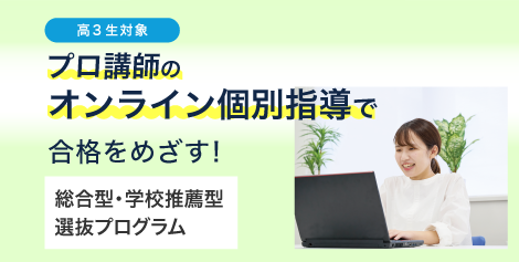 高3生対象 プロ講師のオンライン個別指導で合格をめざす！ 総合型・学校推薦型 選抜プログラム