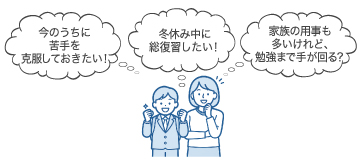 「今のうちに苦手を克服しておきたい！」「冬休み中に総復習したい！」「家族の用事も多いけれど、勉強まで手が回る？」