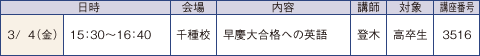 早慶大文系志望者専用体験授業 日程画像